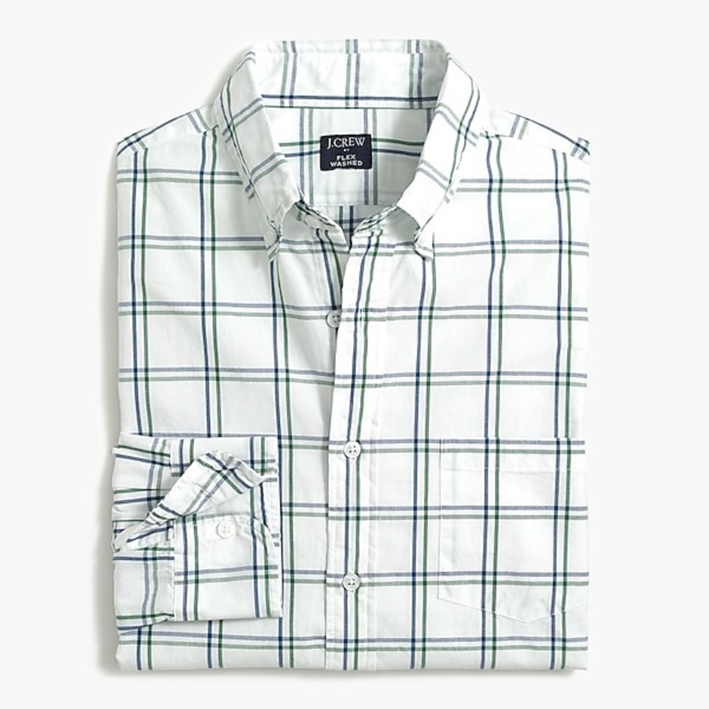 J. Crew Tattersall Untucked Slim Flex Casual Shirt